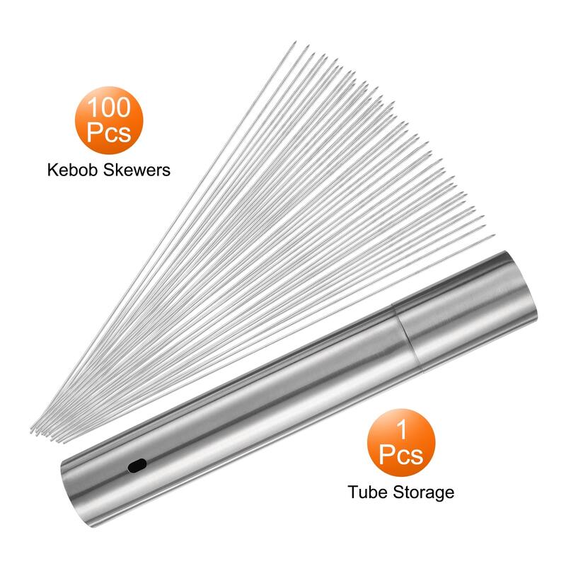 100pcs Kebob Skewers 30cm x 5cm Round Sticks with Tube Storage - 30cm x 5cm