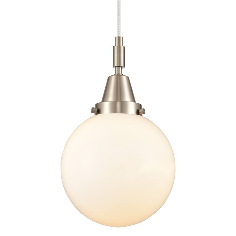 Innovations Lighting 447-1P-G201-8 Beacon 8" Wide Mini Pendant with - Brushed Satin Nickel