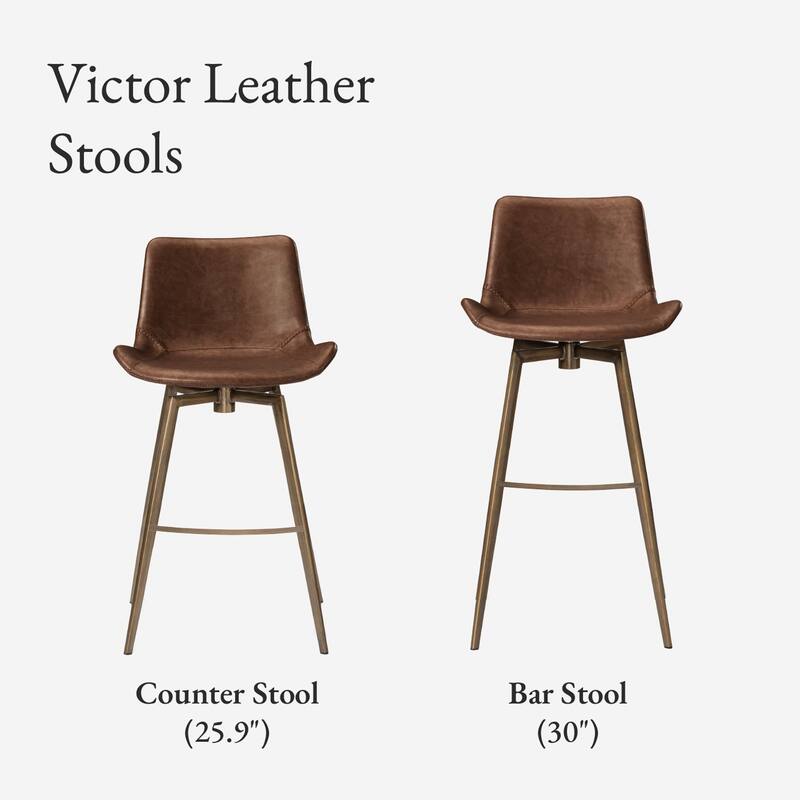 Maven Lane Victor Metal & Vegan Leather Kitchen Dining Stool