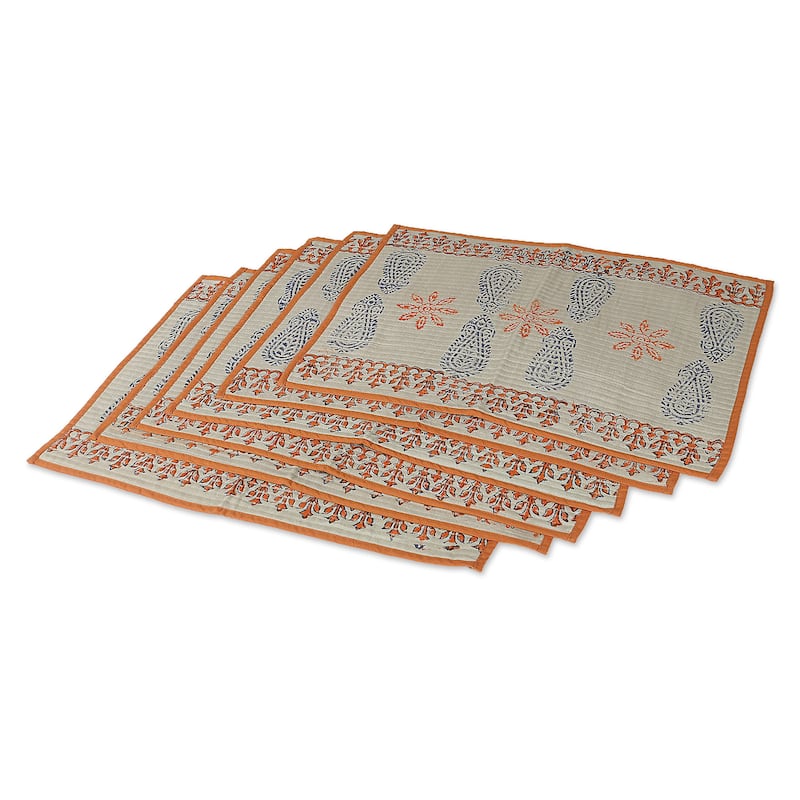 Novica Handmade Tangerine Palace Cotton Table Runner And Placemat Set (7 Pieces)