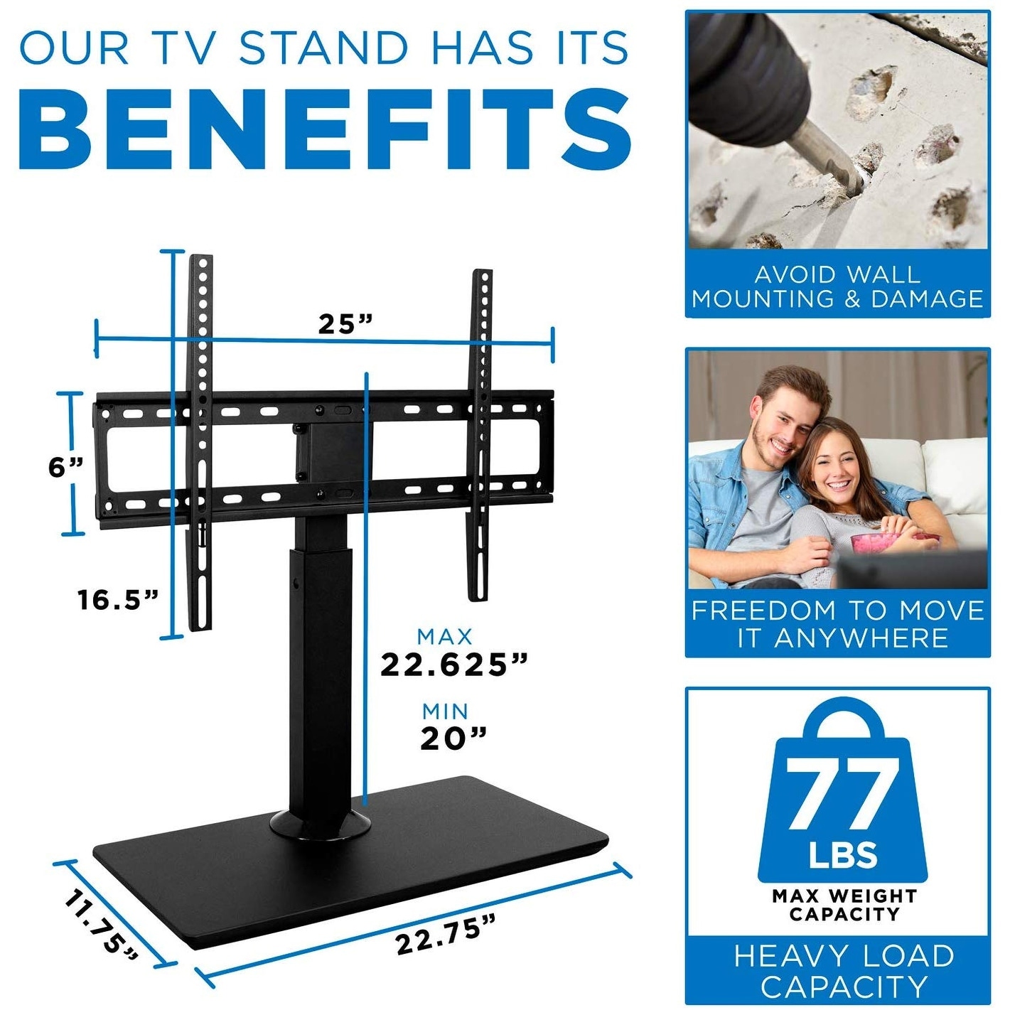 Shop Mount It Table Top Tv Stand Riser Mount For 40 70 Inch Screens Up To 77 Lbs Weight Capacity Overstock 29964350