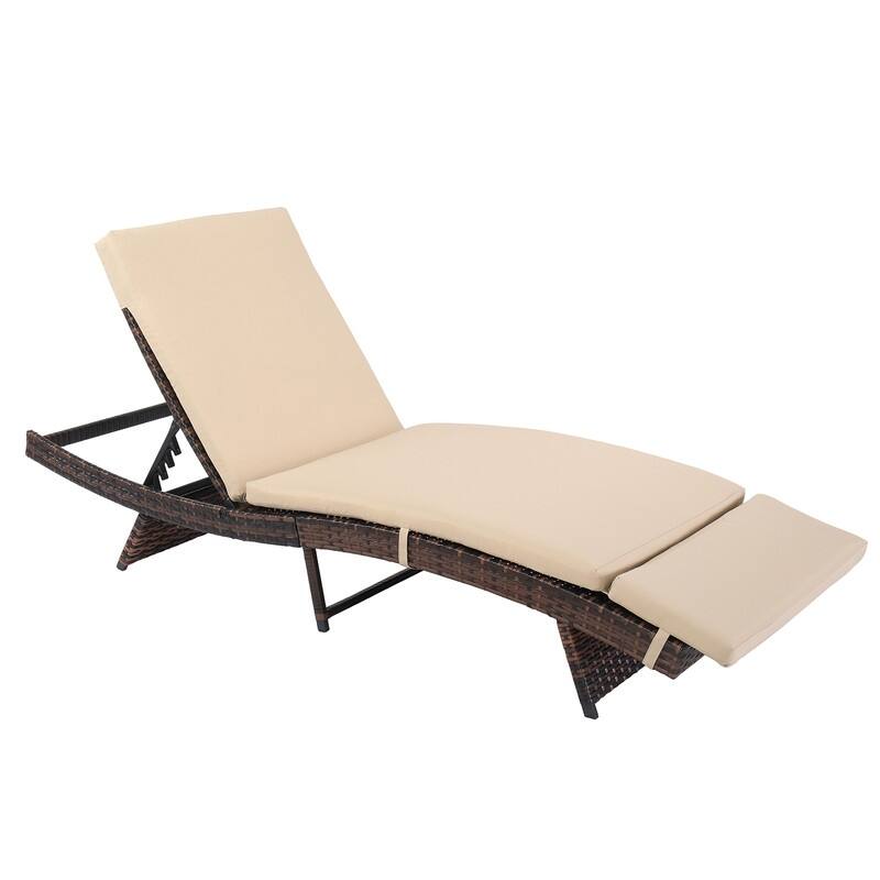 Outdoor Single Wicker Chaise Lounge Chair