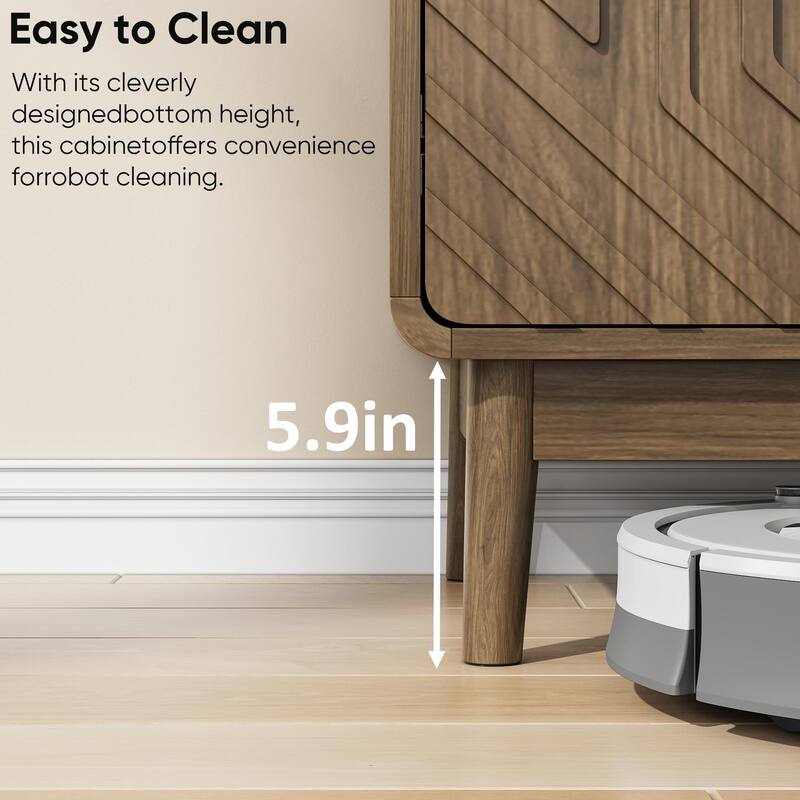 55" Curved Edge Sideboard Cabinet with Adjustable Shelves