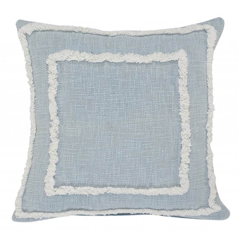 HomeRoots 20" Sky Blue And White Geometric Cotton Throw Pillow with Texture