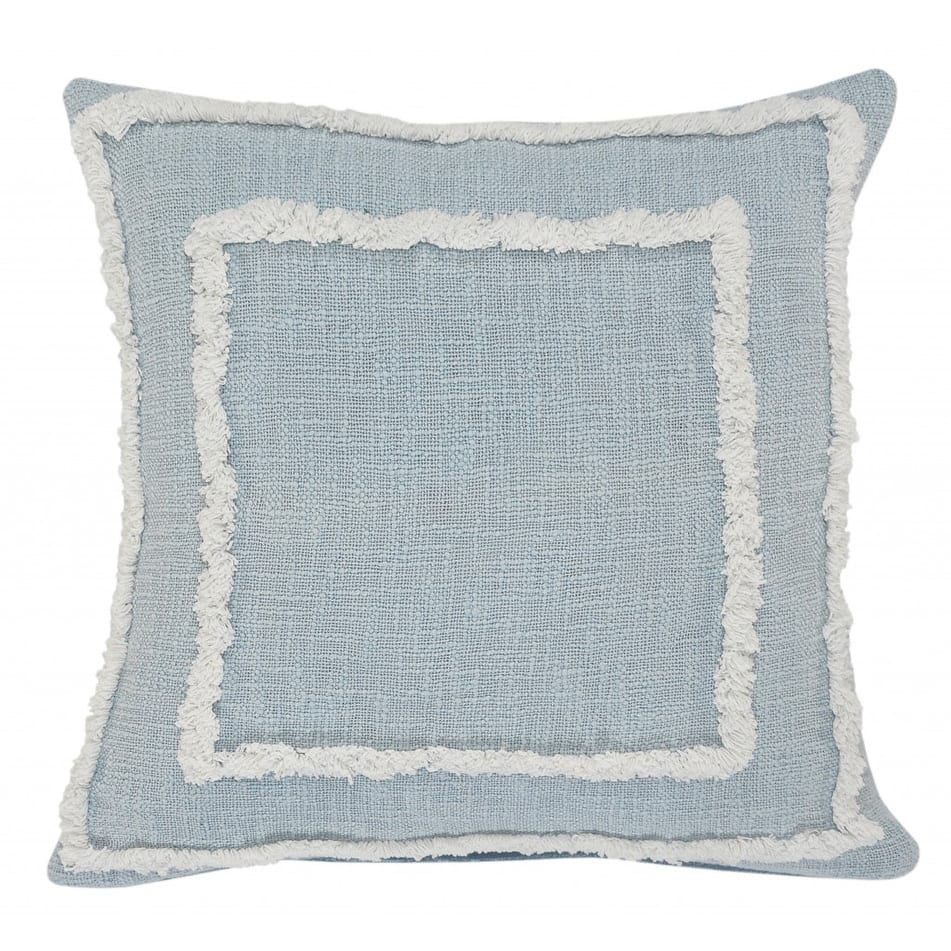 HomeRoots 20" X 20" Sky Blue And White 100% Cotton Geometric Zippered Pillow