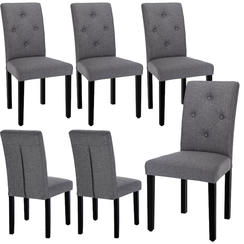 Upholstered Dining Chairs Set of 2/4/6 Modern Dining Chairs with Solid Wood Legs and High Back Dining Room Chairs - Set of 6 - Grey