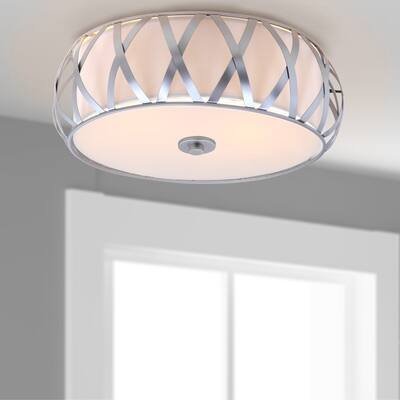 SAFAVIEH Lighting Cori 2-Light Chrome Cross Ceiling Light - 15.375"x15.375"x6.125" - 15Wx15Dx6H