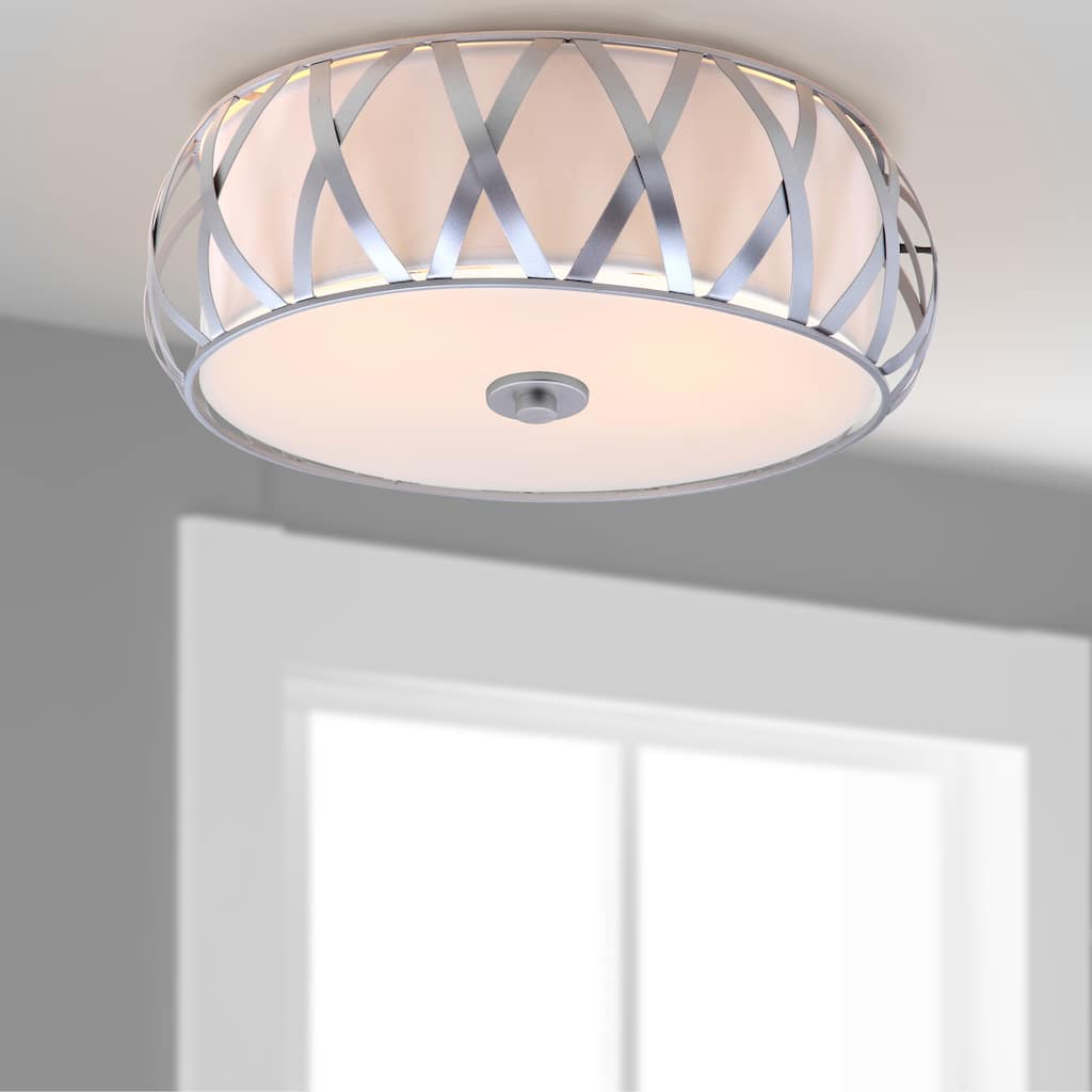 SAFAVIEH Lighting Cori 2-Light Chrome Cross Ceiling Light - 15.375"x15.375"x6.125" - 15Wx15Dx6H