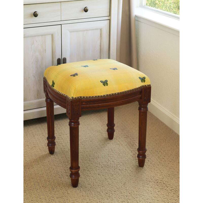 Yellow Butterfly Vanity Stool