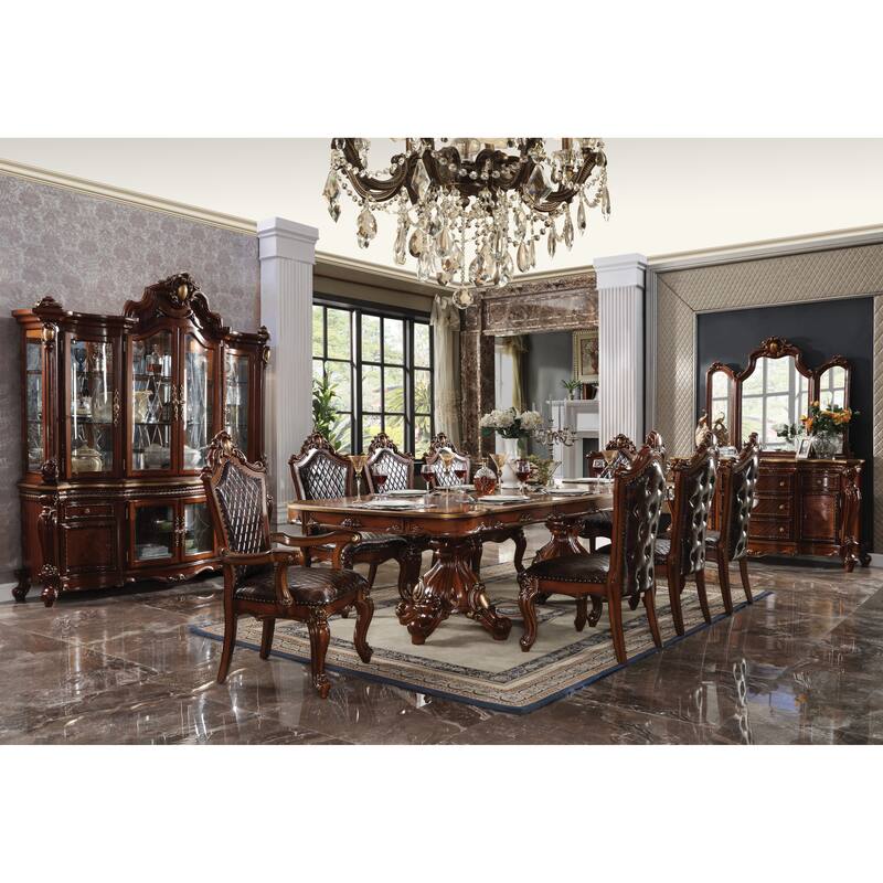 Black and Honey Oak Tufted Arm Chair (Set of 2)