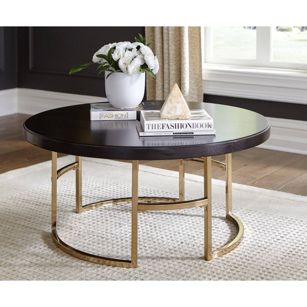 Contemporary Modern Elegant Rose Gold Base Coffee Table