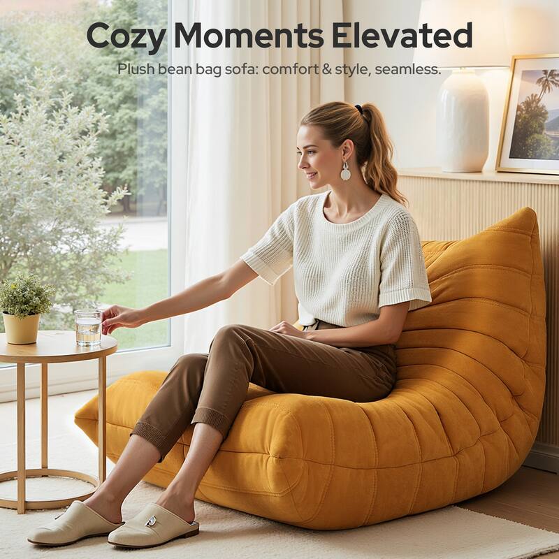 Armless Bean Bag Chair ,Upgraded Foam Support, Soft Upholstered Lounge Seating