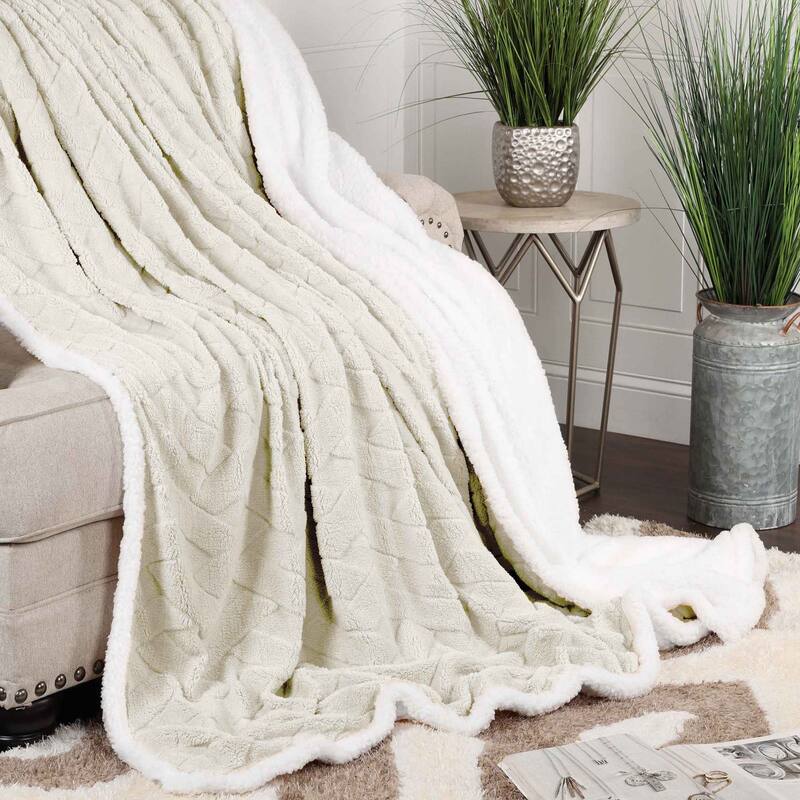 Superior Nuuk Jacquard Lattice Fluffy Sherpa Fleece Blanket