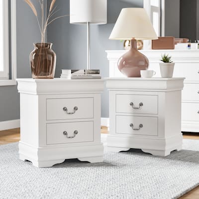 Furniture of America Mayday Traditional Solid Wood 2-Drawer Nightstand, Set of 2