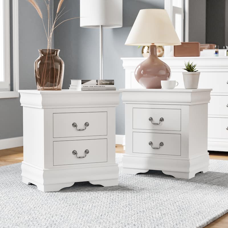 Furniture of America Mayday Traditional Solid Wood 2-Drawer Nightstand