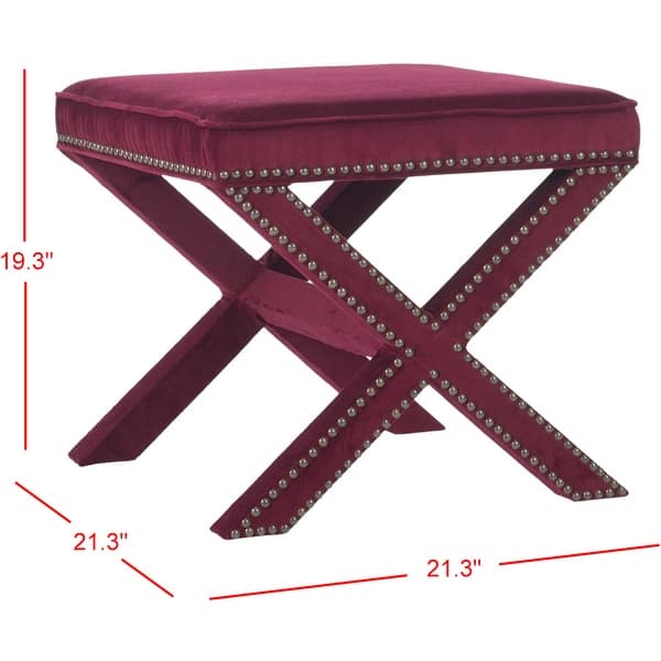 Safavieh Palmer X-bench Nailhead Red Velvet Ottoman