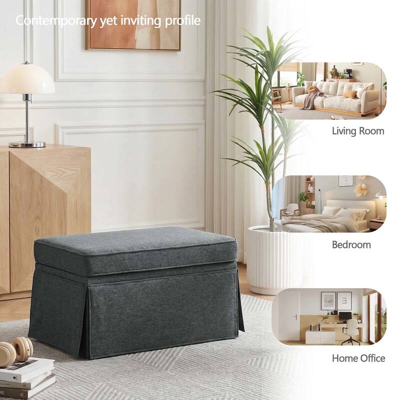 Rectangle Chenille Upholstered Storage Ottoman