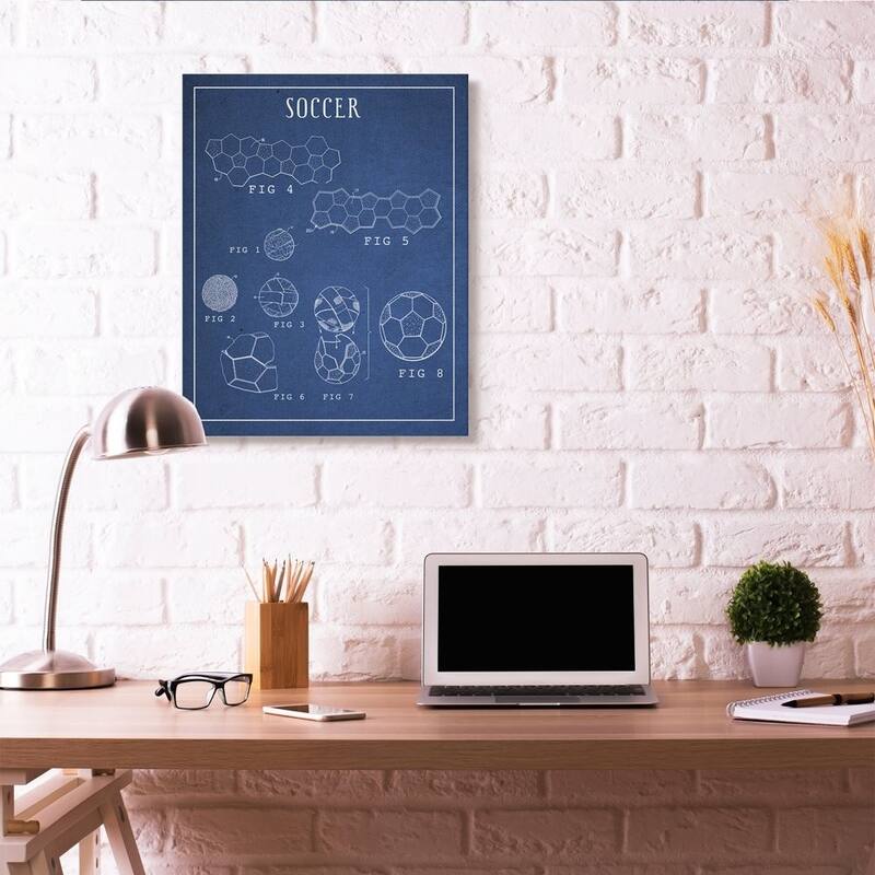 Stupell Soccer Blueprint Vintage Sports Design Canvas Wall Art
