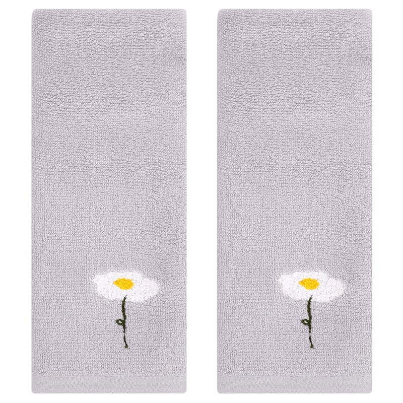 Floral Pattern Cotton Hand Towels Flower Embroidered Soft Absorbent Decorative Towel Set for Bathroom