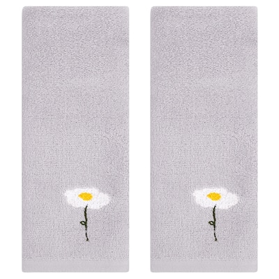 Floral Pattern Cotton Hand Towels Flower Embroidered Soft Absorbent Decorative Towel Set for Bathroom
