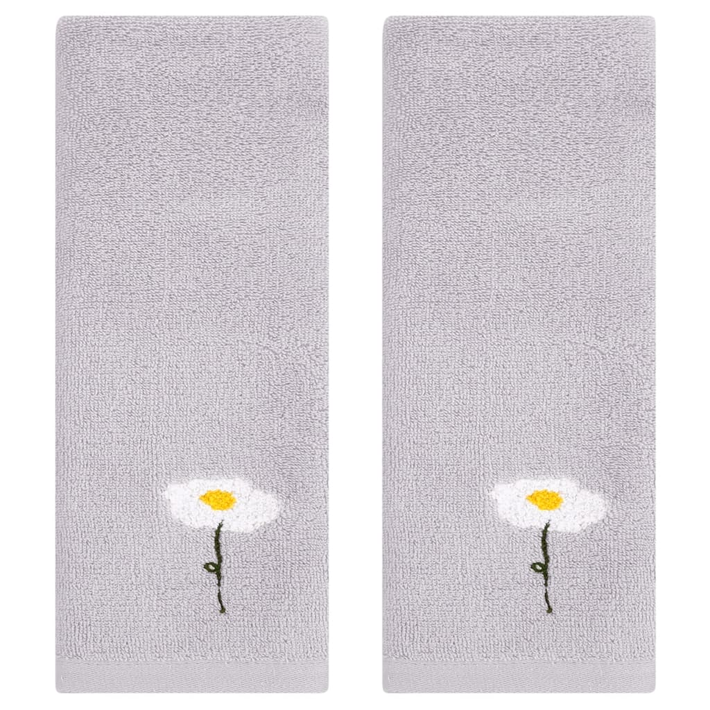 Floral Pattern Cotton Hand Towels Flower Embroidered Soft Absorbent Decorative Towel Set for Bathroom