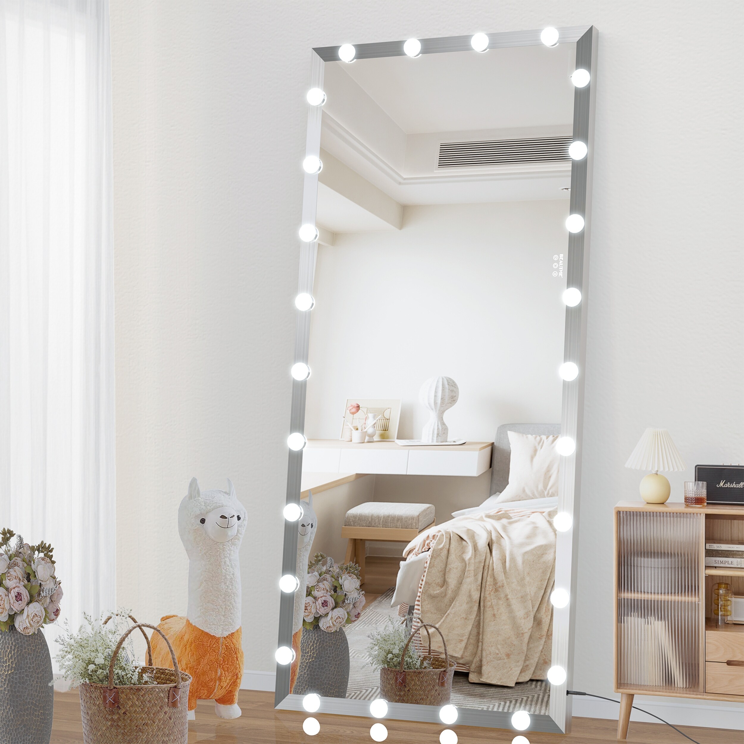 ReignCharm Hollywood Vanity Mirror with Bluetooth Speakers 12 LED Lights Dual Outlets USB 32 W x 27 H White Bed Bath Beyond 35662785