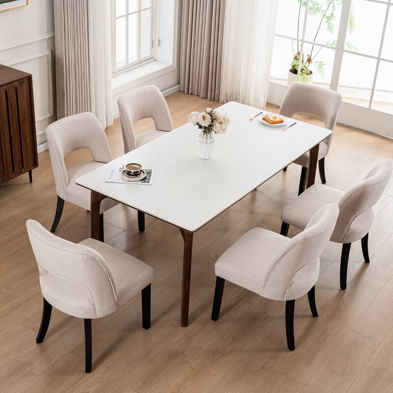 Set of 2/4/6 Modern Fabric Upholstered Dining Room Chair Kitchen Chairs with Wood legs