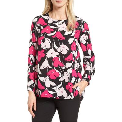 Vince Camuto Womens Pleatback Tunic Blouse, Black, Small