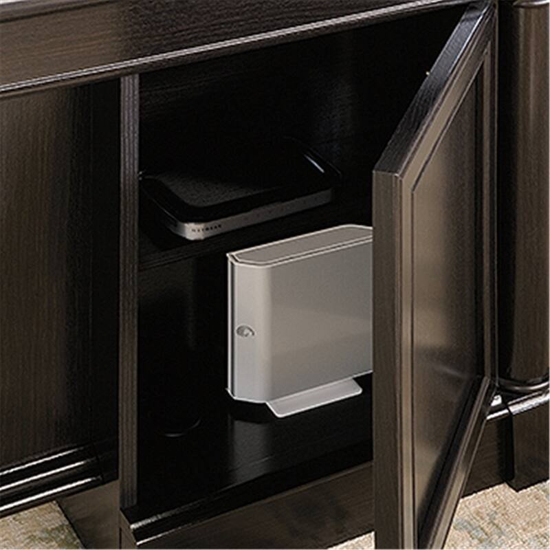 Executive Desk with 7 Drawers, Traditional Home Office Desk, Cord Management, Wind Oak Finish