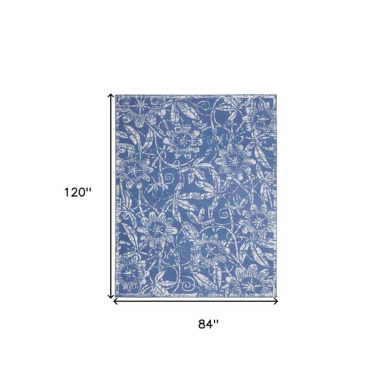 Juboc Power Loomed Distressed Floral Traditional Non Skid Stain Resistant Area Rug By HomeRoots - 120' X '84' X '0.39