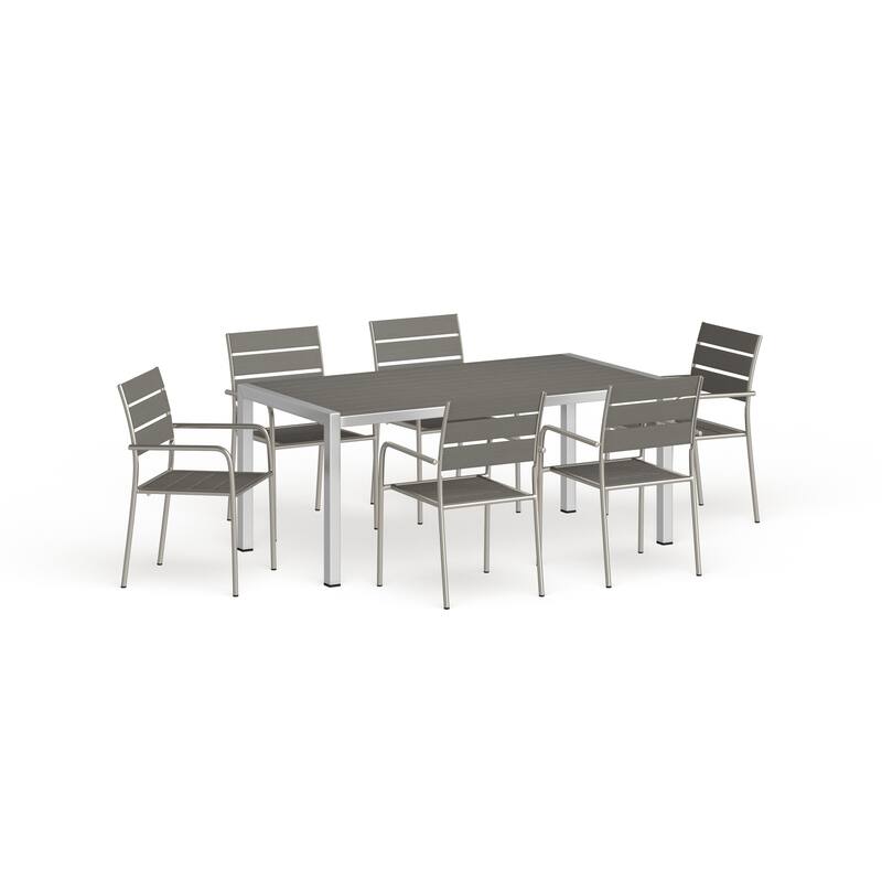 Shore 7 Piece Outdoor Patio Aluminum Dining Set - N/A