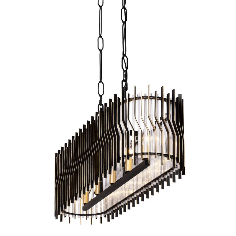 Varaluz Park Row Linear Pendant - Matte Black/French Gold - 36"W