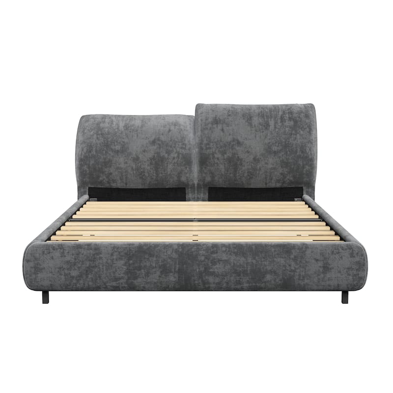 Christopher Knight Home - Julian Modern Fabric Upholstered Bed Frame with Adjustable Cushions and No Box Spring Design