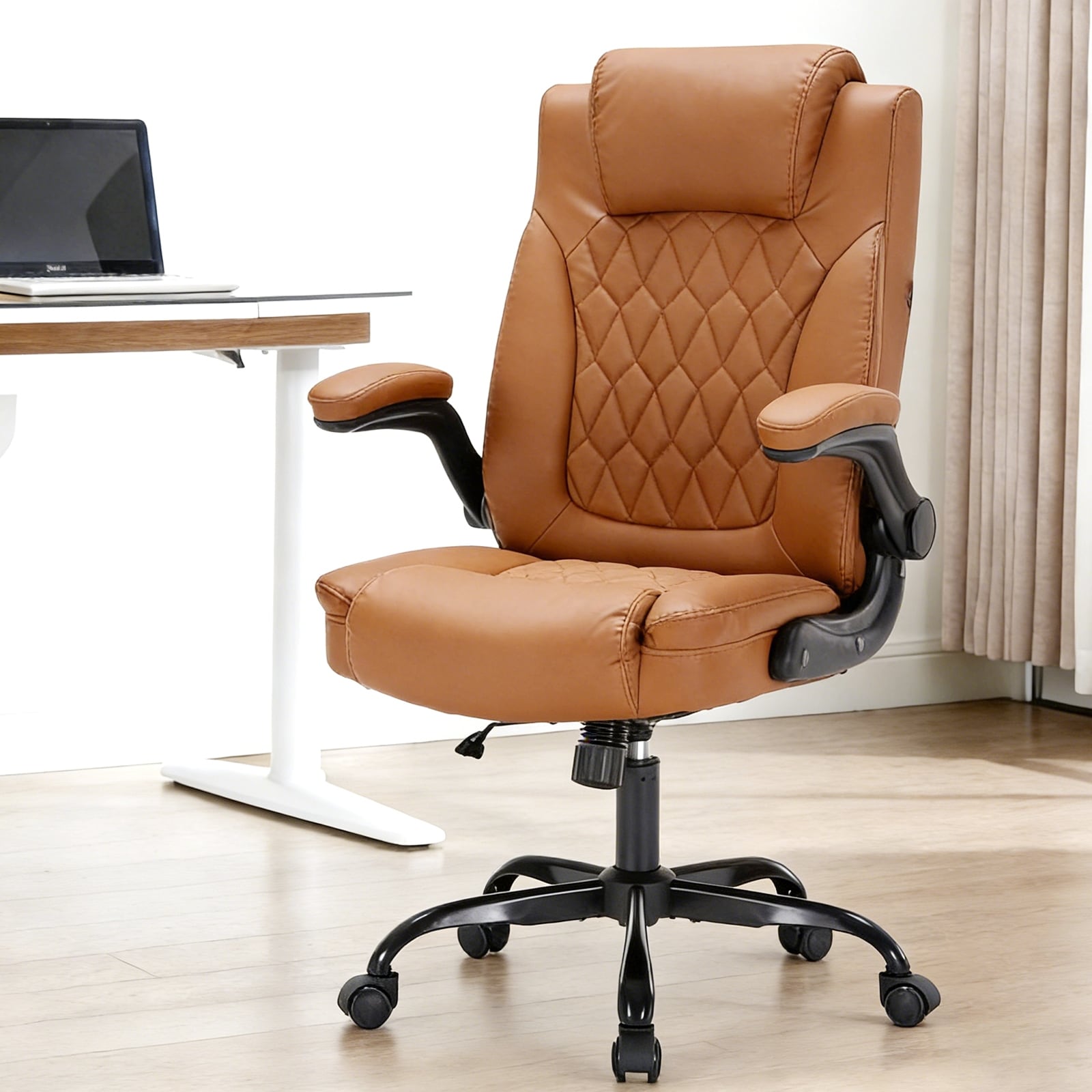 Leather Executive Office Chair, 350lbs Heavy Duty Home Computer Desk Chair