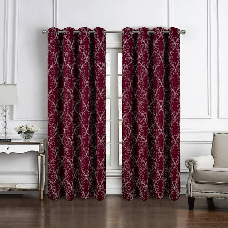 Kimber Embroidered Privacy Window Curtain Panel 84" or 90"