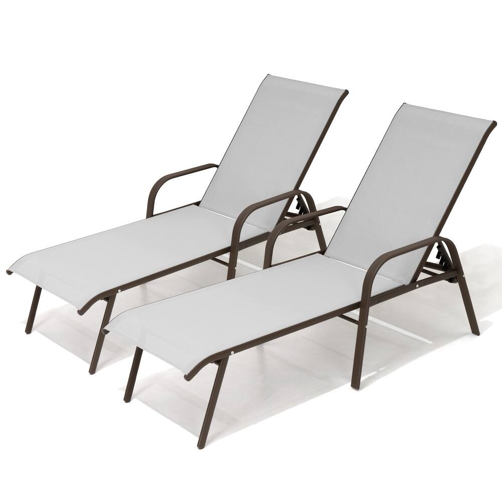VredHom Outdoor Patio Adjustable Chaise Lounges Chairs with Arms (Set of 2/4 )