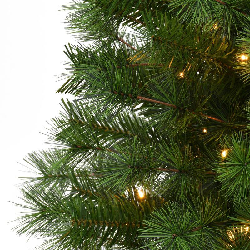 Puleo International Set of 2 Artificial Battery-Operated Pre-Lit Potted Christmas Trees