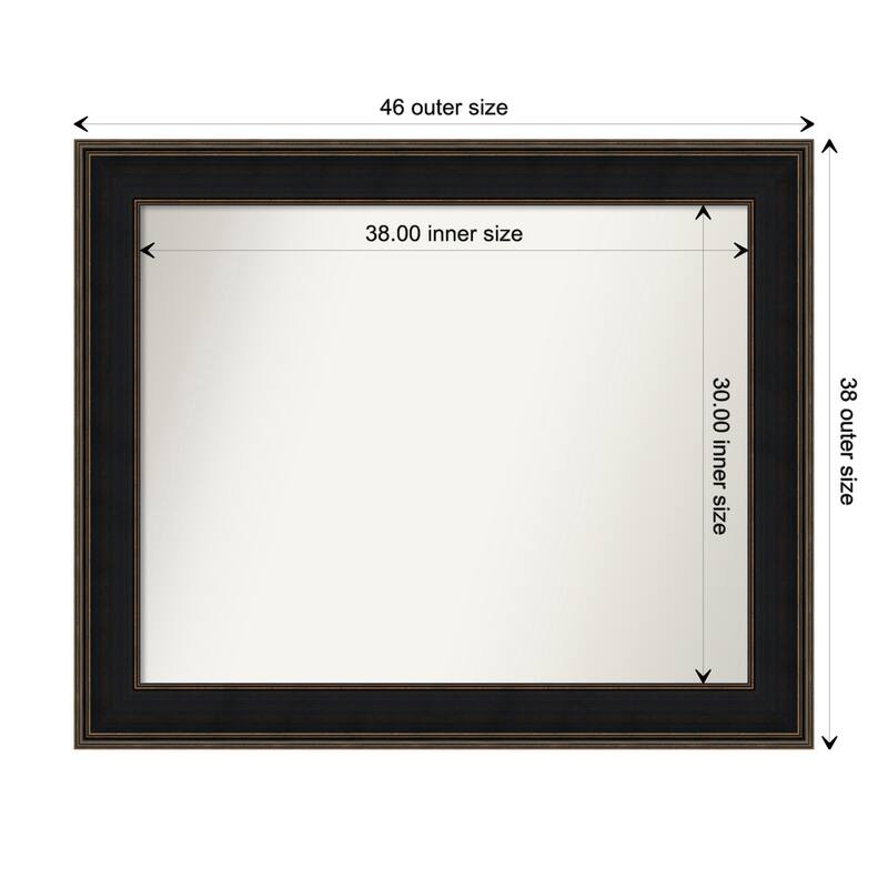 Mezzanine Espresso Framed Non-Beveled Custom Wall Mirror, Bathroom Vanity Mirror - Outer Size: 45.75 x 37.75