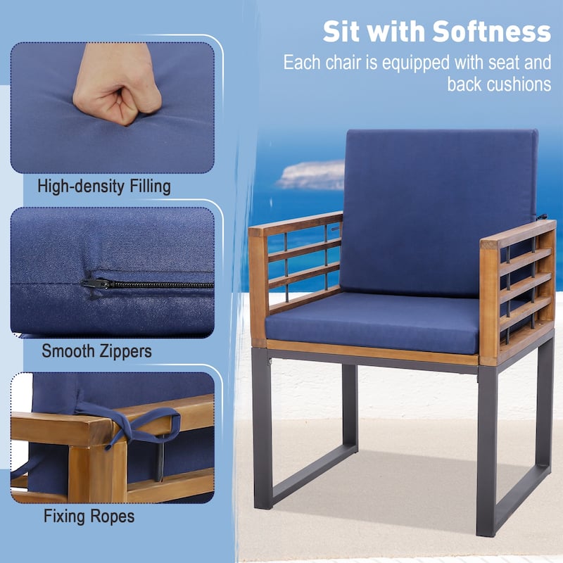 Gymax Patio Dining Chairs Set of 6 w/ Seat Back Cushions & Heavy-Duty