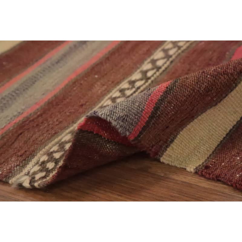 Hand Woven Oriental 100% Wool Carpet Southwestern Tribal Oranges & Rust Kilim Area Rug - 6' 1'' X 4' 4''