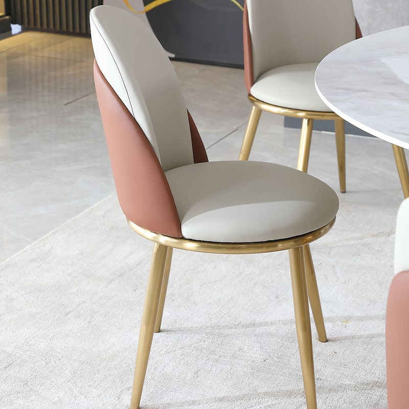 2PCS PU Metal Legs Dining Chairs