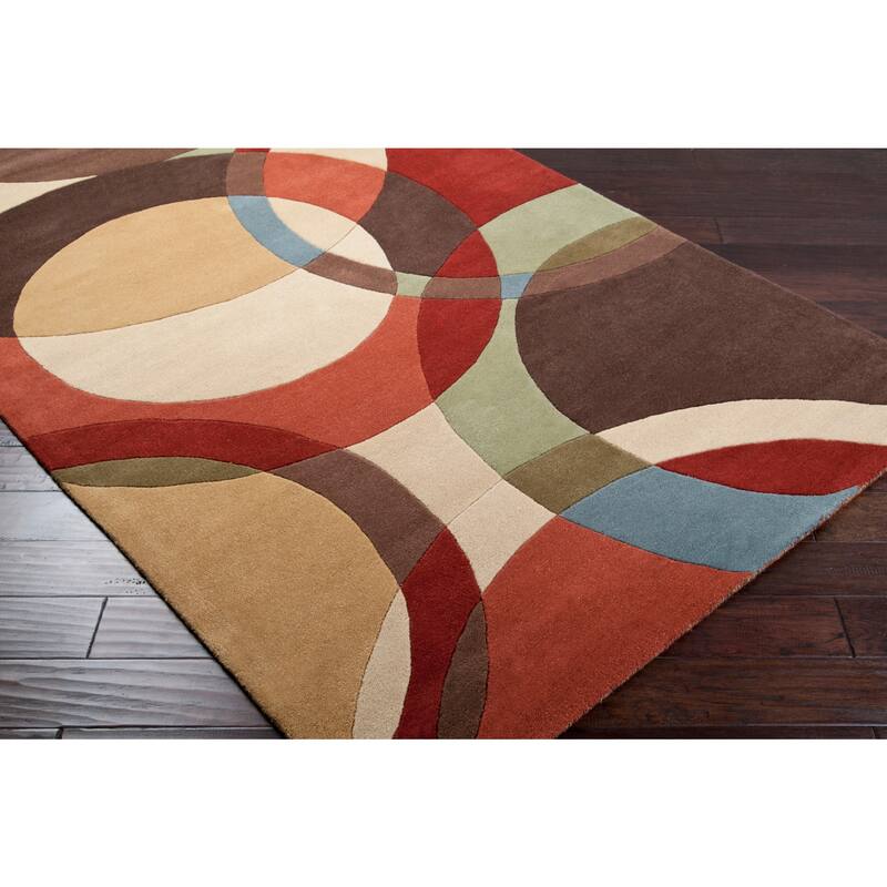 Mayflower Handmade Modern Circles Wool Area Rug