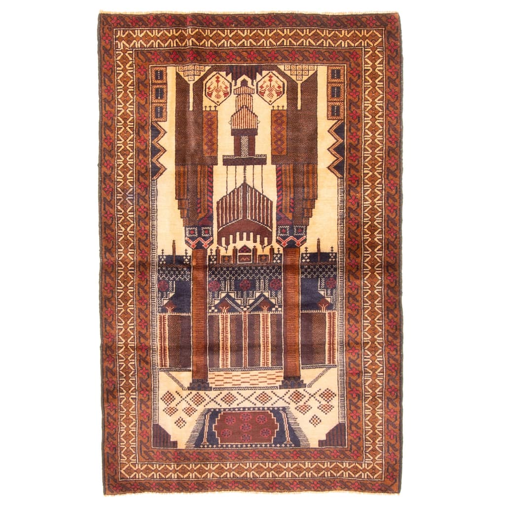 ECARPETGALLERY Hand-knotted Teimani Cream Wool Rug - 3'0 x 4'11