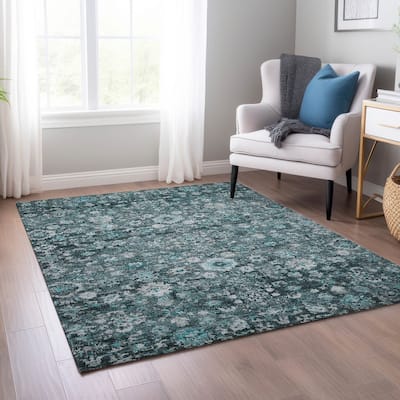 Machine Washable Indoor/ Outdoor Chantille Traditional Vintage Floral Rug