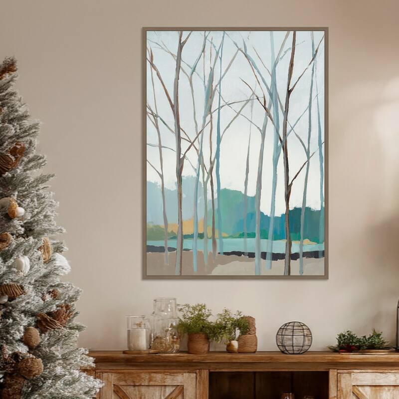 Winter Trees II by Isabelle Z Framed Canvas Wall Art Print - Sylvie Dark Gold