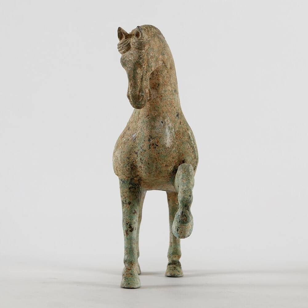 Artissance Bronze Hoof Up Horse Statue, Bronze Green Finish Bed Bath