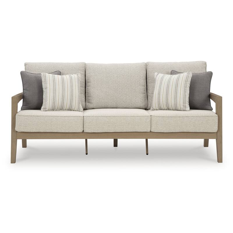 Signature Design by Ashley Hallow Creek Driftwood Outdoor Sofa with Cushion - 75.88" W x 36.5" D x 37" H