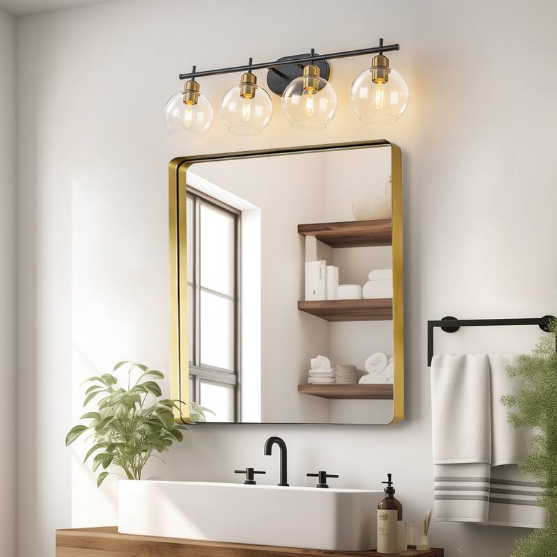 Starsky 4-Lights Modern Dimmable Bathroom Vanity Light with Globe Glass Shade