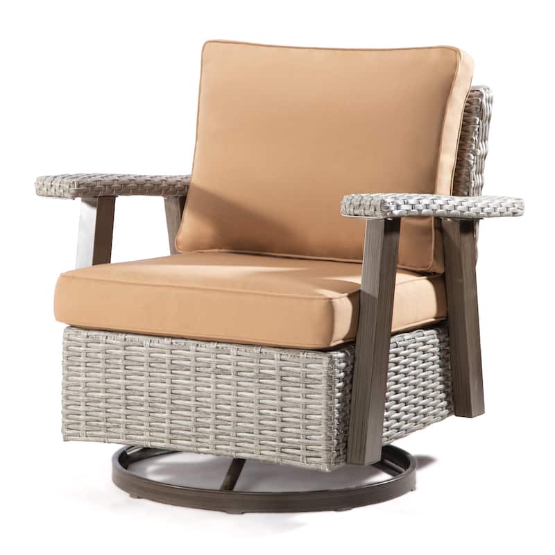 Cozywor Wicker Patio Outdoor Rocking Chair Swivel Lounge Chair