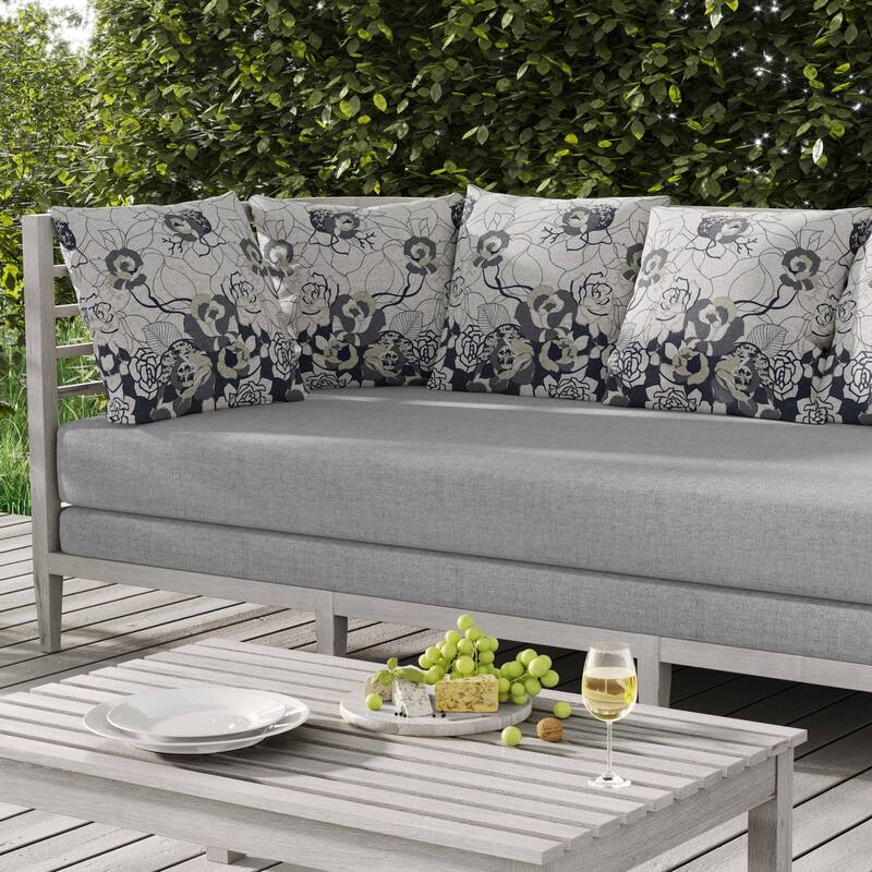 Regal Rose Retreat Indoor/Outdoor Reversible Throw Pillow White and Dark